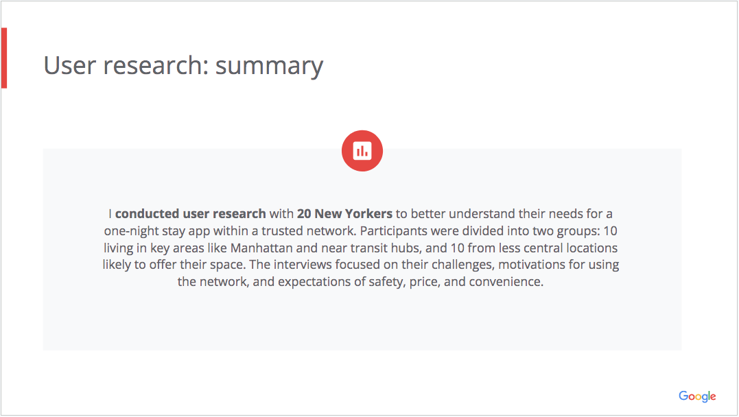 Google Case User Research Summary